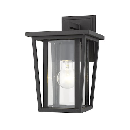Z-Lite Seoul 1 Light Outdoor Wall Sconce, Black & Clear 571S-BK